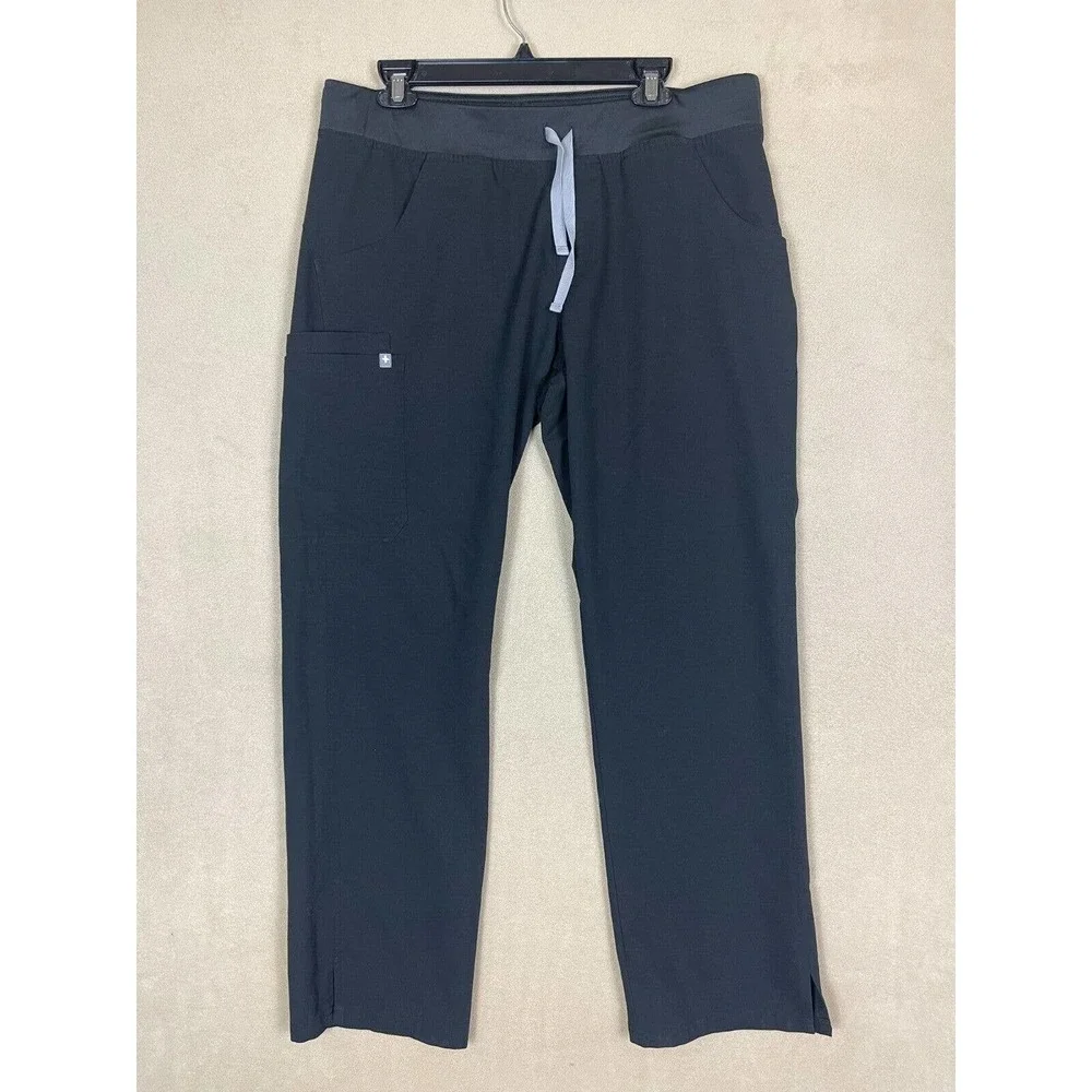 Figs Technical Collection Scrub Pants Mens L Black Elastic Waist w Drawstring‎